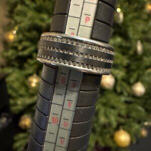 Triton TC-850 Tungsten Carbide Wedding Band Ring EUC Silver/Black Size 8